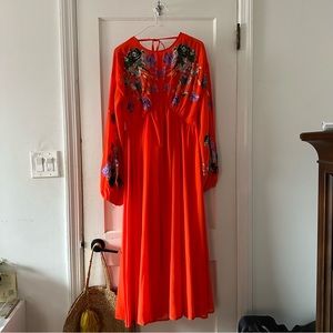 Maxi orange asos oversized long balloon sleeves xs